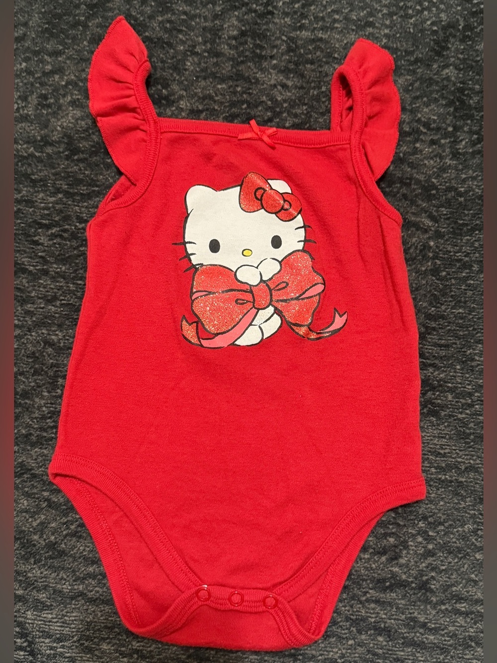 Hello Kitty Red Girls' One-Piece Bodysuit with Glitter Bow